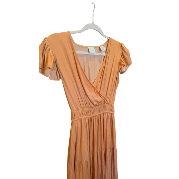 Joie Copper Rose Tiered Maxi Dress Flutter Sleeves Women’s Size Medium NWT - Picture 4 of 12
